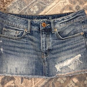 American Eagle Outfitters Distressed Blue Mini Skirt
